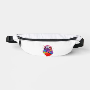 Colourful Sloth T-Shirt - Rainbow Sloth Heart Anim Bum Bags