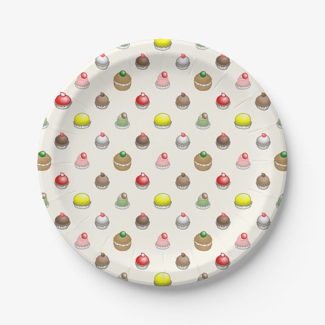 Colourful Small Cakes Paper Plate (Front)