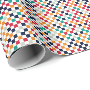 Colourful small squares geometric pattern wrapping paper