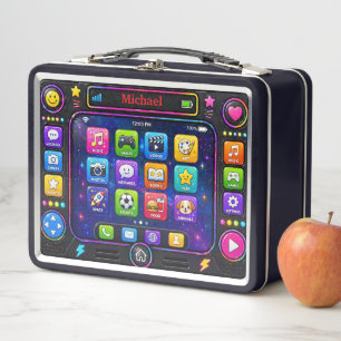 Colourful Smartphone App Screen Tech Interface Metal Lunch Box