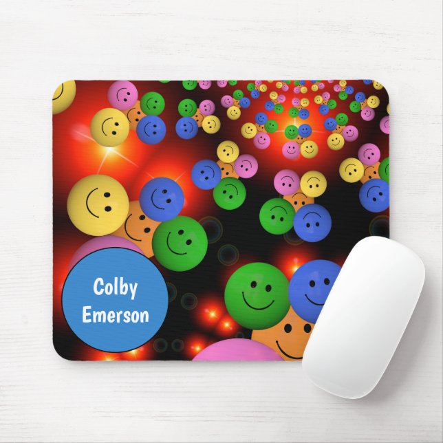 Colourful Smile Faces & Cute Happy Smiles Bubbles Mouse Pad (With Mouse)
