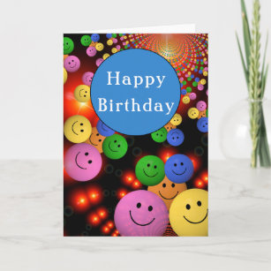 Colourful Smile Faces & Cute Happy Smiles Bubbles Note Card