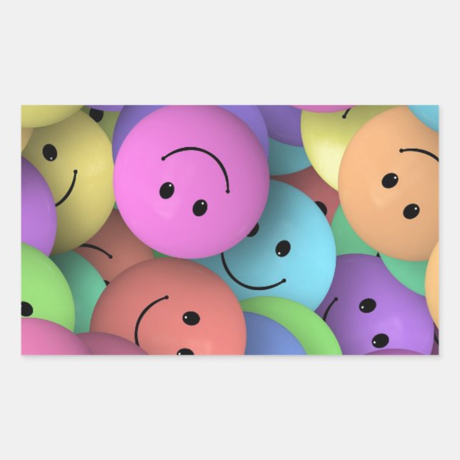 Colourful Smile Faces Rectangular Sticker (Front)