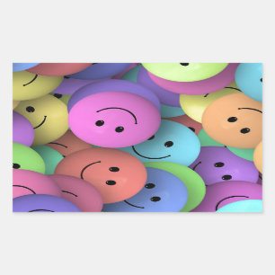 Colourful Smile Faces Rectangular Sticker