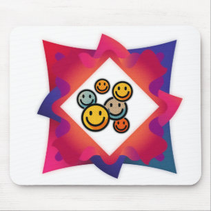 Colourful Smiley Face Abstract Mouse Pad