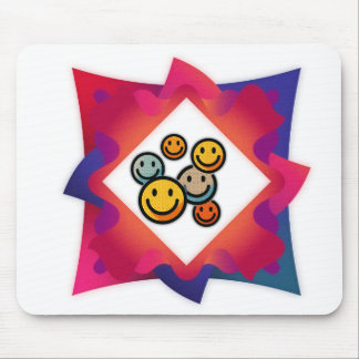 Colourful Smiley Face Abstract Mouse Pad