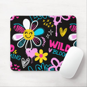 Colourful Smiley Flower Graffiti Pattern Baby Bib Mouse Pad