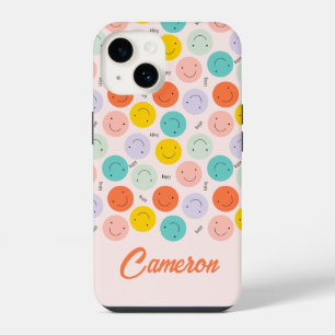 Colourful Smiling Happy Face Pattern iPhone 14 Case