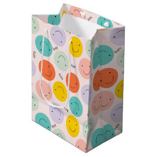 Colourful Smiling Happy Face Pattern Medium Gift Bag