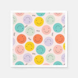 Colourful Smiling Happy Face Pattern Napkin