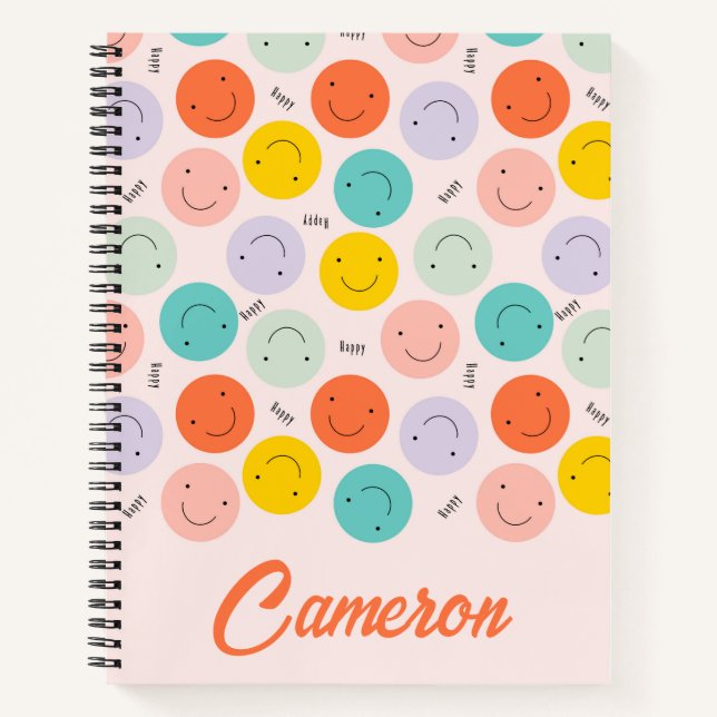 Colourful Smiling Happy Face Pattern Notebook (Front)