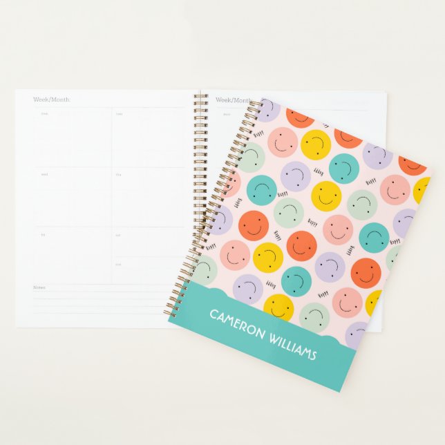 Colourful Smiling Happy Face Pattern Planner (Display)