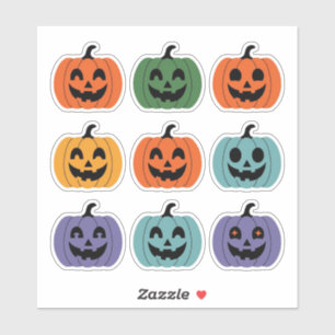 Colourful Smiling Pumpkins Scrapbook Sticker Sheet