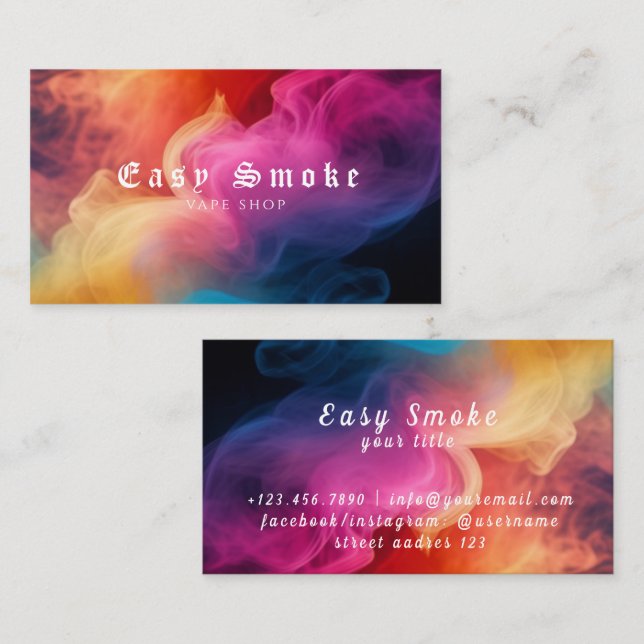 Colourful Smoke Vape Shop Business Card (Front/Back)