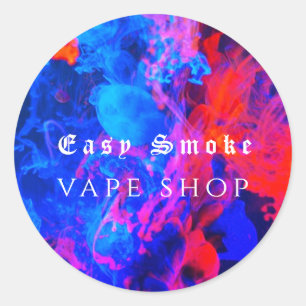 Colourful Smoke Vape Shop Business Classic Round Sticker