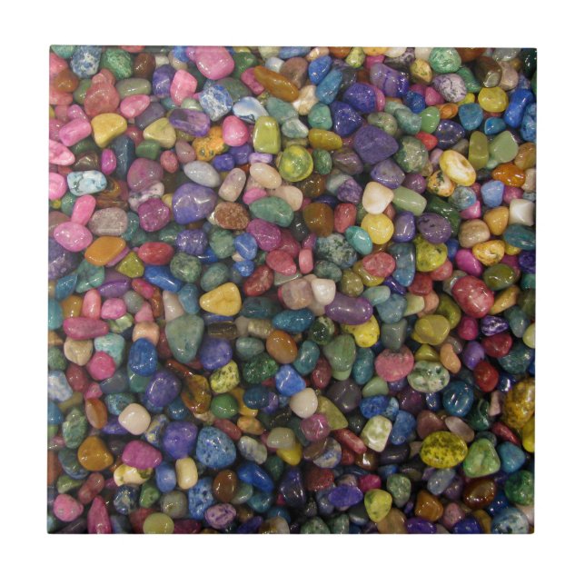 Colourful Smooth Shiny Rocks and Pebbles Tile (Front)