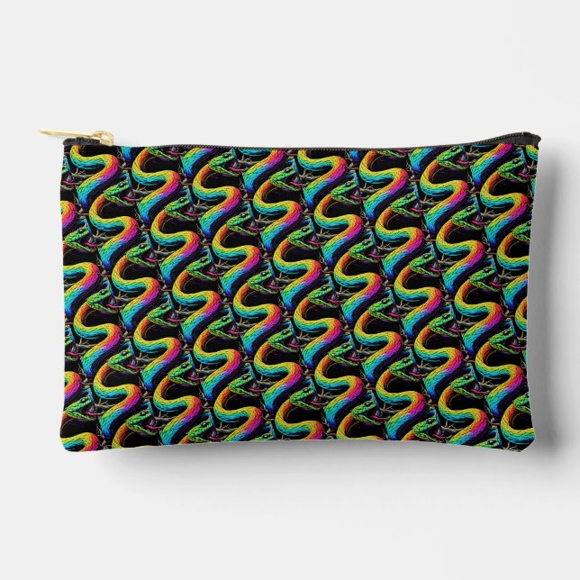 Colourful Snake Illustration Accessory Pouch (Front)