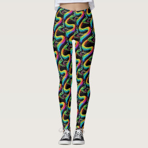 Colourful Snake Illustration Leggings