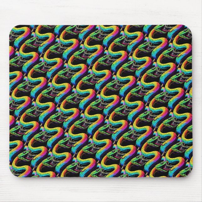 Colourful Snake Illustration Mouse Pad (Front)