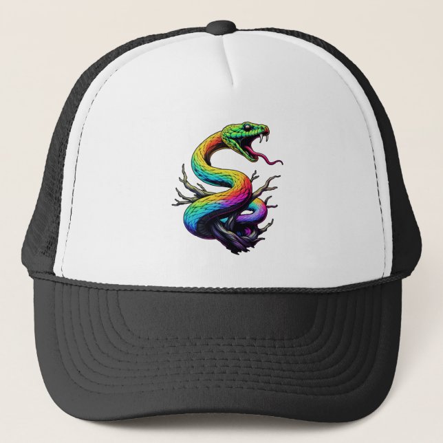 Colourful Snake Illustration Trucker Hat (Front)