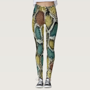 Colourful snake skin: seamless design. leggings
