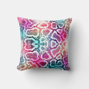 Colourful Snake Skin Texture Pattern. Cushion