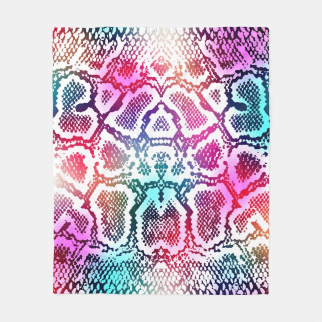 Colourful Snake Skin Texture Pattern. Fleece Blanket (Front)