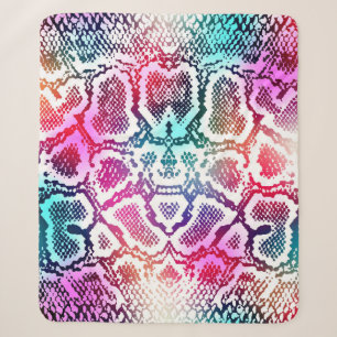 Colourful Snake Skin Texture Pattern. Sherpa Blanket