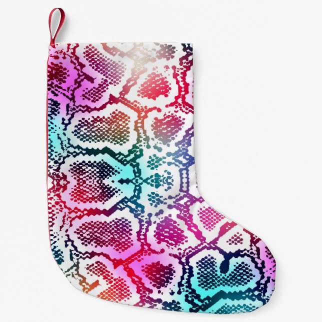 Colourful Snake Skin Texture Pattern. Small Christmas Stocking (Front)