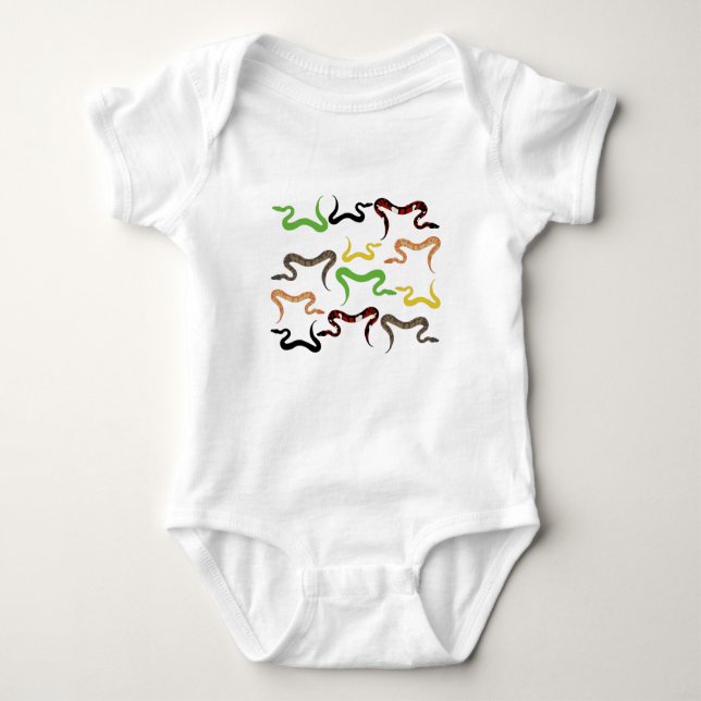 Colourful Snakes Python Reptile Pattern  Baby Bodysuit (Front)