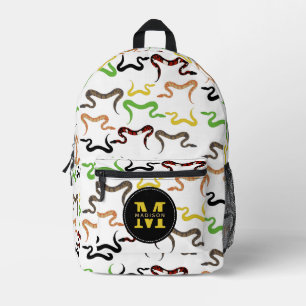 Colourful Snakes Python Reptile Pattern Monogram Printed Backpack
