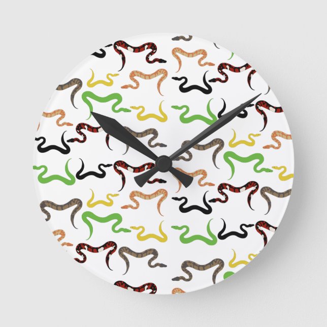 Colourful Snakes Python Reptile Pattern   Round Clock (Front)