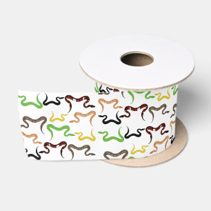 Colourful Snakes Python Reptile Pattern Satin Ribbon