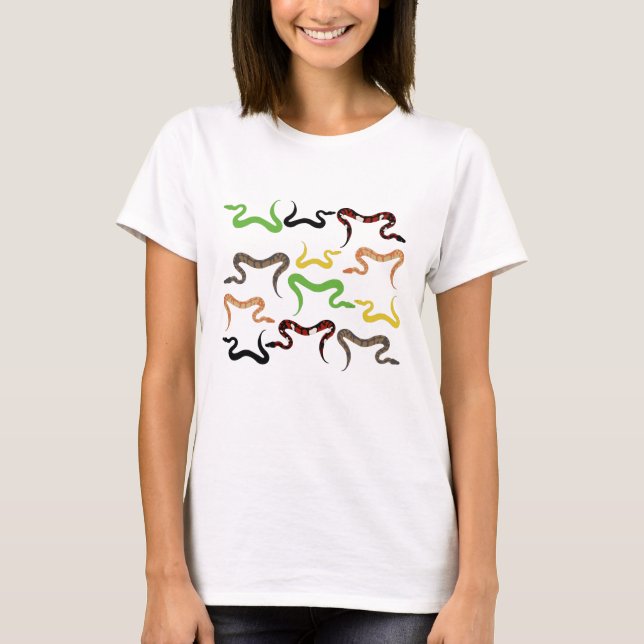 Colourful Snakes Python Reptile Pattern  T-Shirt (Front)