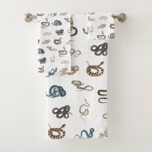 Colourful Snakes Reptile Animal Pattern Bath Towel Set