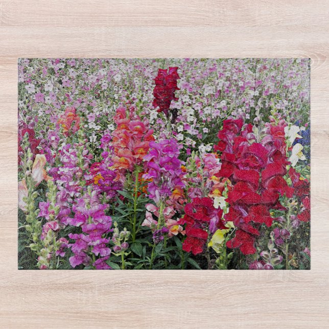 Colourful Snapdragon Garden Floral Cutting Board (In Situ)