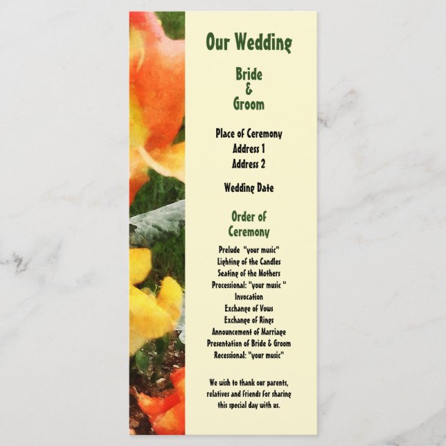 Colourful Snapdragons Wedding Program Programme (Front)