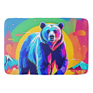 Colourful Snow Bear Art Bath Mat
