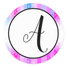 Colourful Snow Initial - Circle Sticker