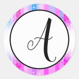 Colourful Snow Initial - Circle Sticker