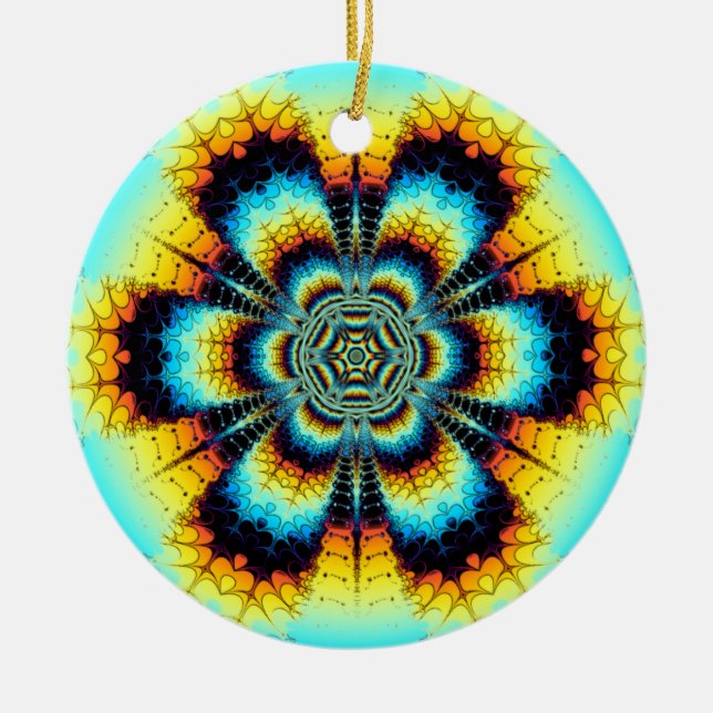 Colourful snowflake ceramic tree decoration (Front)