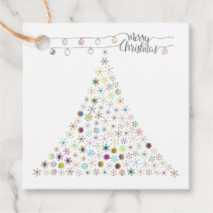 Colourful Snowflake Merry Christmas Tree Party Favour Tags