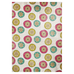 Colourful Snowflake Orbs on White Tablecloth