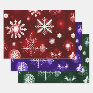 Colourful Snowflake Pattern Collection Wrapping Paper Sheet