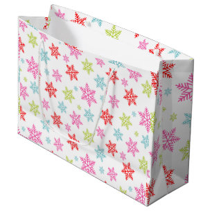 Colourful Snowflake Pattern – Festive Winter Desig Large Gift Bag