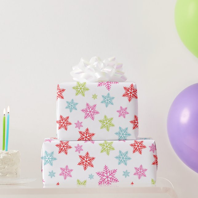 Colourful Snowflake Pattern – Festive Winter Desig Wrapping Paper (Party Gifts)