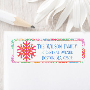 Colourful Snowflake Return Address Label