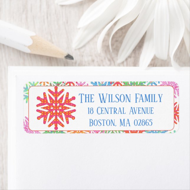 Colourful Snowflake Return Address Label (Insitu)