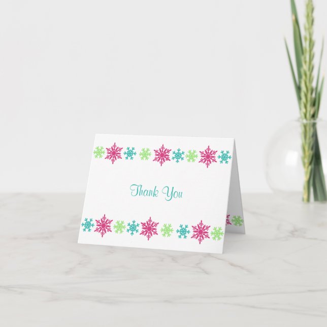 Colourful Snowflake Winter Thank You Cards (Front)