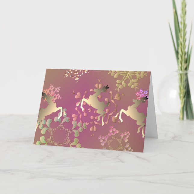 Colourful Snowflakes and Reindeer Card (Front)